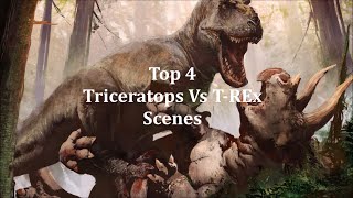 Top 4 Epic Triceratops Vs T Rex Scenes [upl. by Lotus]