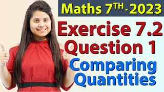 Q 1 Ex 72  Comparing Quantities  Chapter 7  Maths Class 7th  NCERT New Syllabus 2023 CBSE [upl. by Ontine]