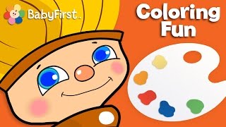 Orange Delight  Color for Kids  Petey Paintbrush  BabyFirstTV [upl. by Annoled400]