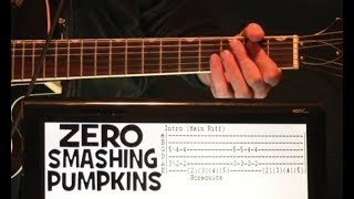 Smashing Pumpkins Zero Guitar Lesson amp Guitar Tab with Guitar Chords  Solo [upl. by Akerdnahs]