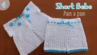 Tutorial paso a paso short o cubrepañal para bebe tejido a crochet  ganchillo Parte 1 [upl. by Mikkel378]