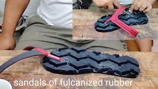 Making sandals from vulcanized rubber [upl. by Maiga]