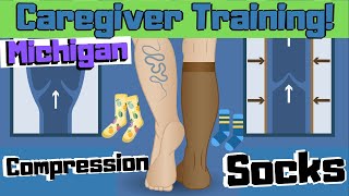 Caregiver Training How to Put On Compression Socks Assisting Hands [upl. by Manny29]