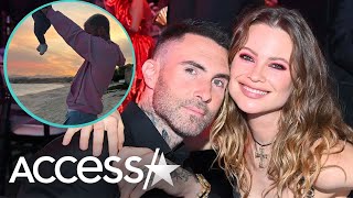 Behati Prinsloo amp Adam Levine Pose In New Photos w 3 Kids [upl. by Acisej]