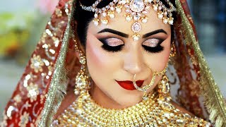 Long Lasting INDIAN BRIDAL Makeup Tutorial  TRADITIONAL GOLD amp RED Daytime Look [upl. by Aehsat]