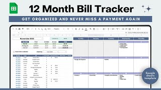 Bill Tracker Google Sheets  How to Manage your Bill Payments  FULL template tour  Bill Calendar [upl. by Niletak]