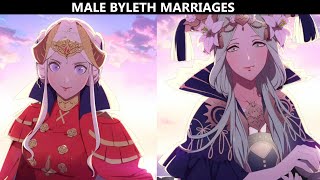 Fire Emblem Three Houses  ALL Male Byleth Marriages [upl. by Dirraj]