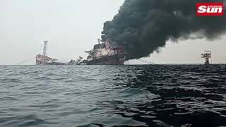 FSO Trinity Spirit  Explodes Video footage from Liferaft [upl. by Marguerie]