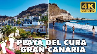 PLAYA DEL CURA Gran Canaria Spain 🇪🇸  Beach Walking Tour 🏖️🚶  4K UHD [upl. by Ger793]