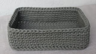 prostokątny koszyk ze sznurka bawełnianego  rectangular crochet basket [upl. by Innes]