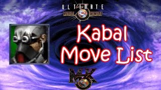 UMK3  MK3  Kabal Move List [upl. by Ekez]