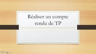 compte rendu de TP [upl. by Reamonn614]