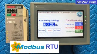 Samkoon HMI quotModbus RTUquot Yaskawa V1000 Tutorial [upl. by Hosea]