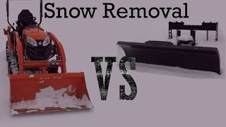 Snow Removal with Bucket VS Plow on Kubota BX23S Subcompact Tractor [upl. by Omsoc451]