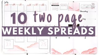 10 TWOPAGE Bullet Journal Weekly Spread Layouts [upl. by Einnod]