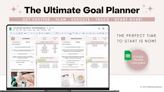 Digital Goal Planner  Google Sheets Template  Goal Tracker Spreadsheet  Productivity Planner [upl. by Olivero229]