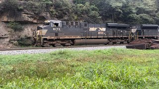 NS 8173 ES44AC Leads NS 39G in Altoona PA Horseshoe Curve with Hornshow [upl. by Jammin]