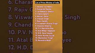 List of prime minister of India  best every exam sscpcs clerk and various competitive exams [upl. by Ettenad711]