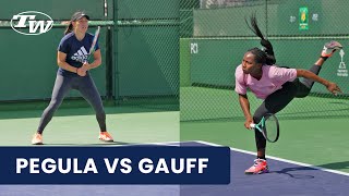 WTA Tennis Pros Coco Gauff vs Jessica Pegula Battle on the BNP Paribas Open Practice Courts 2023 🇺🇸 [upl. by Adnovay]