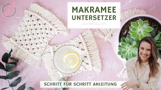 Makramee Untersetzer DIY  Macrame Coaster eckig für Anfänger  Tischläufer [upl. by Ahsiemaj863]