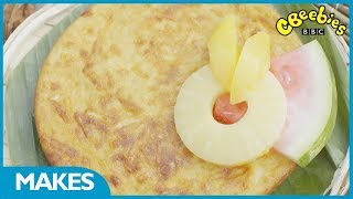 CBeebies Recipes  How to Make Filipino Cassava Cake [upl. by Nnyleitak]