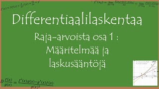 Differentiaalilaskentaa Raja arvoista osa 1 Johdanto määritelmä ja laskusäännöt [upl. by Vinnie]