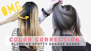 Blonde Hair Color Correction HOW TO FIX SPOTTY BANDS WITH BABYLIGHTS AND COLOR [upl. by Bobbette307]