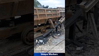 The process of unloading coal mine cart  The workers do their job perfectly  machine shorts [upl. by Sineray778]