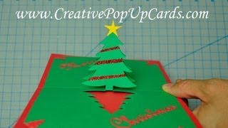 Easy Christmas Tree Pop Up Card Tutorial [upl. by Arikihs]