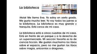 Read in Spanish Reading Comprehension in Spanish 2 La biblioteca [upl. by Ferde]