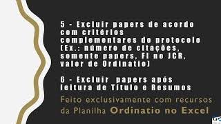 Bibliometria Passo 5 e 6 Excluir papers de acordo com critérios titulo e resumo [upl. by Ahsele753]