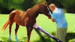 Painting a realistic horse using minimalist painting techniques [upl. by Dekeles]