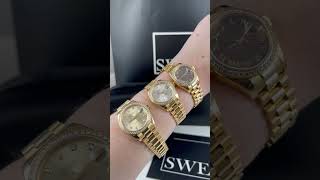 Rolex President Datejust Yellow Gold Diamond Ladies Watches Size Comparison  SwissWatchExpo [upl. by Ramed]