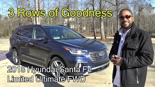 2018 Hyundai Santa Fe Limited Ultimate FWD Review  3 Rows of Goodness [upl. by Eihs]