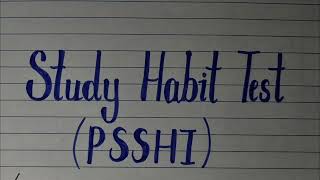 PSSHI TEST  Pulsane And Sharma Study Habit Inventory Test  Psychology Test  BEd  MEd  MA [upl. by Laud]