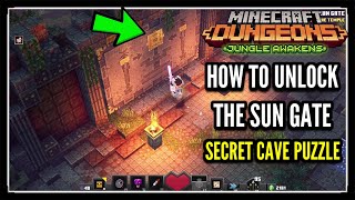 How to Unlock The Sun Gate Secret Cave Puzzle in Overgrown Temple Minecraft Dungeons Jungle Awakens [upl. by Eadwine472]