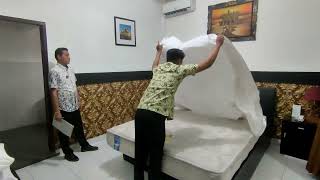 Housekeeping Video Making Bed Triple Sheet [upl. by Koah407]