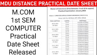 MDU dde mcom practical date sheet of computer 1St semestermduddeupdate practical mdulatestupdate [upl. by Siberson]