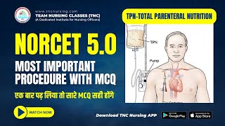 NORCET Hospital Procedure 4 Total Parenteral Nutrition TPN   MCQ Solutions by AIIMS Experts [upl. by Cristie]