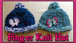 How To Finger Knit A Hat [upl. by Ecinej]