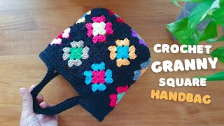 DIY Crochet a Granny Square HandBag Step by Step  Vivi Berry Granny Square [upl. by Asillam852]