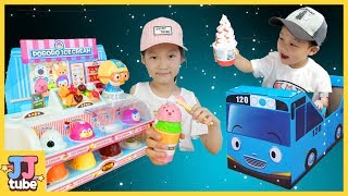 꼬마버스 타요 타고 마법의 뽀로로 아이스크림가게 요술봉 장난감 놀이 Pretend play with Ice cream Shop 제이제이 튜브JJ tube [upl. by Yreffeg]