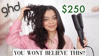 TRYING THE GHD MAX STYLER 2quot WIDE PLATE FLAT IRON ON CURLY HAIR  HONEST OPINION [upl. by Anahir]