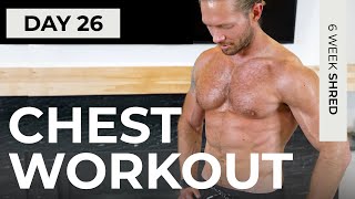 Day 26 30 Min LARGER CHEST WORKOUT with Dumbbells  PUSH UP VARIATIONS  6WS1 [upl. by Harbed]