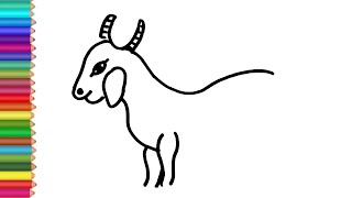 Bakri ka chitra banana ka tarika  How to Draw a Goat step by step for kids [upl. by Enelehcim]