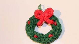 Rainbow Loom Nederlands 3d kerstkrans Xmas wreath Original Design [upl. by Eceerehs]