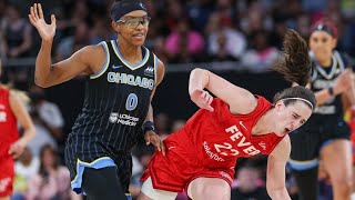 Chicago Skys Diamond DeShields responds to toxic fan after hard foul on Caitlin Clark [upl. by Ayotas]