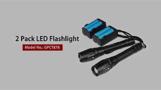 GPCT878  2Pack CREE XMLT6 12000LM LED Flashlight with Rechargeable Batteries [upl. by Subir]