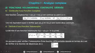 Analyse Complexe 4 Dérivée d’une Fonction Holomorphe [upl. by Erdnad363]