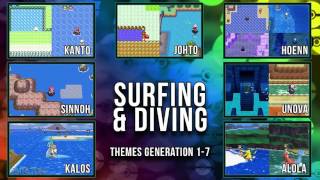 All Pokémon Surfing amp Diving Themes GEN 17 [upl. by Saire648]